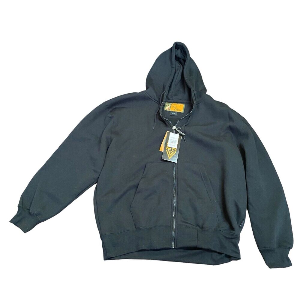 Trail Crest Mens Zip Up Sweatshirt Hoodie Size Large Black Pockets